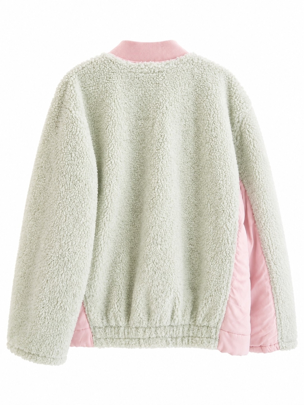 We The Free Free People Rivington Sherpa Jacket L NWOT Pink Green Fleece Bomber - Picture 4 of 12